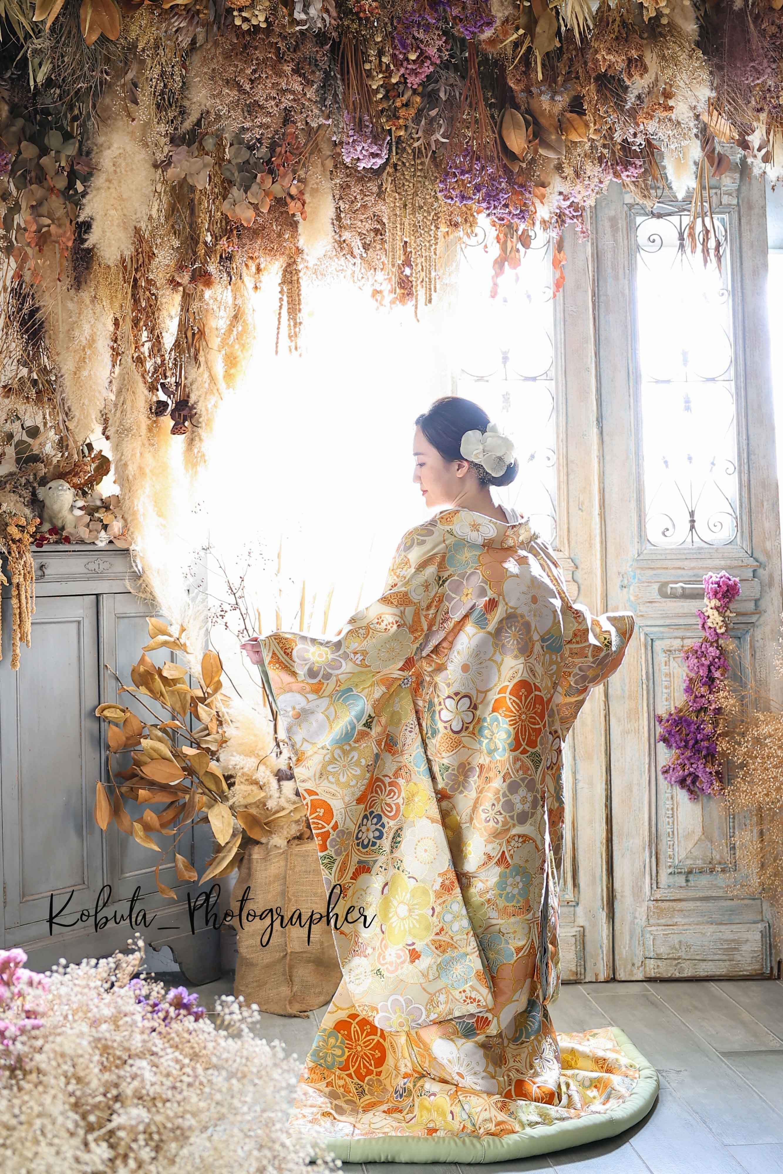 和装 前撮り ドライフラワー